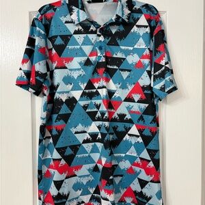 Yatta Geometric Patterned Men's Shirt - Black, Red, Blue